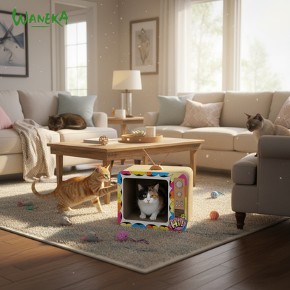 Caja TV rascador para Gatos Yellow