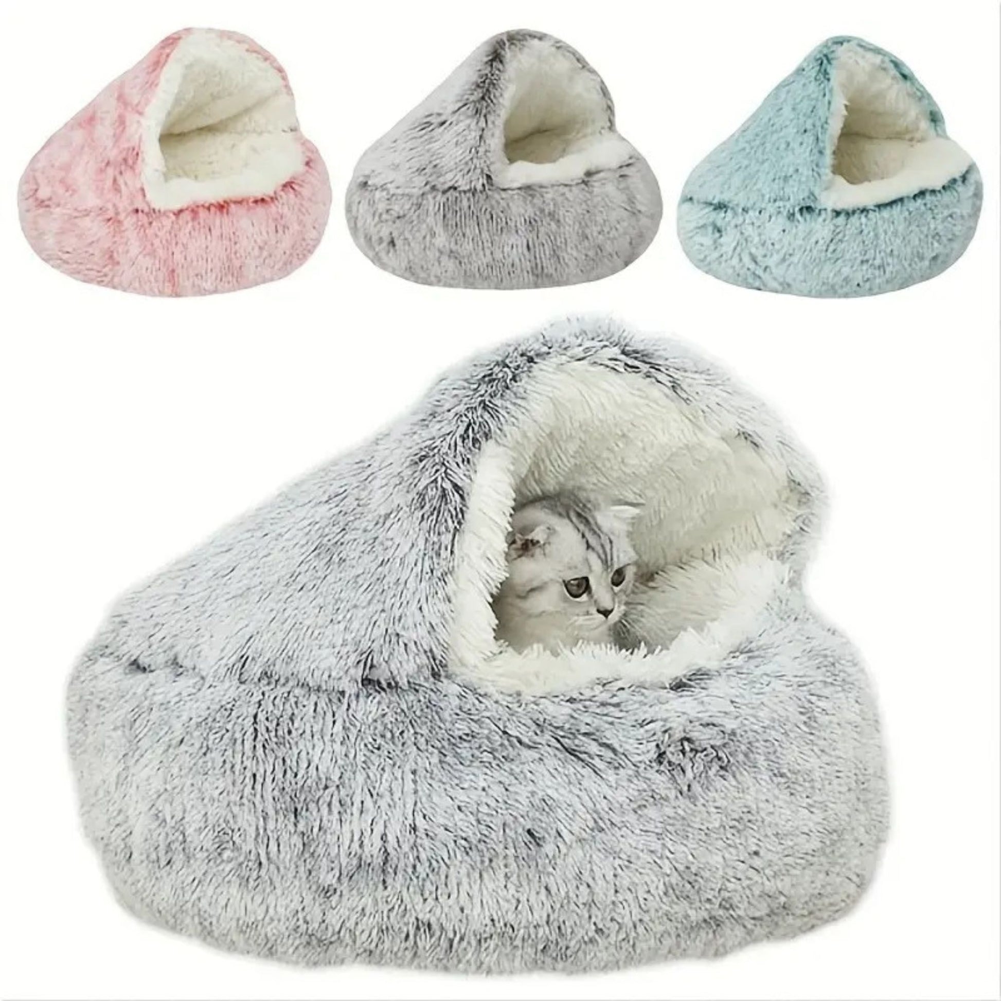Cama de Peluche Gatos | Cama para Gatos Semi Cerrada | Waneka