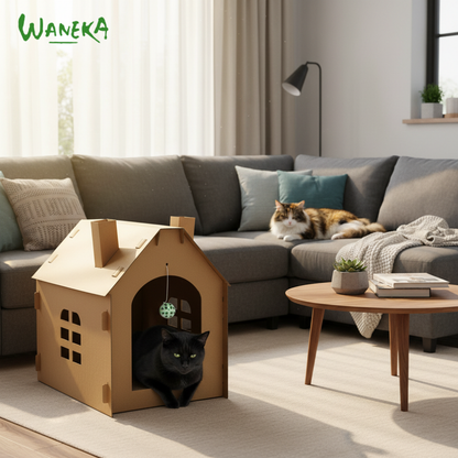 Refugio de Cartón para gatos, casa de cartón para gato