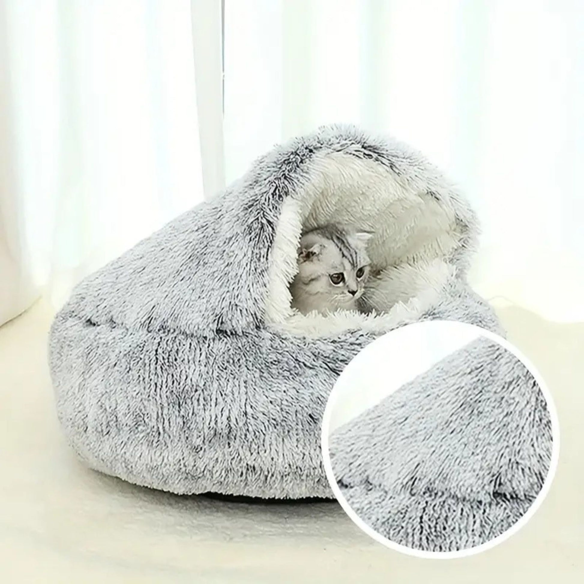 Cama de Peluche Gatos | Cama para Gatos Semi Cerrada | Waneka