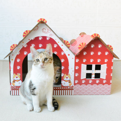 Casa para gatos Navidad casa carton corrugado