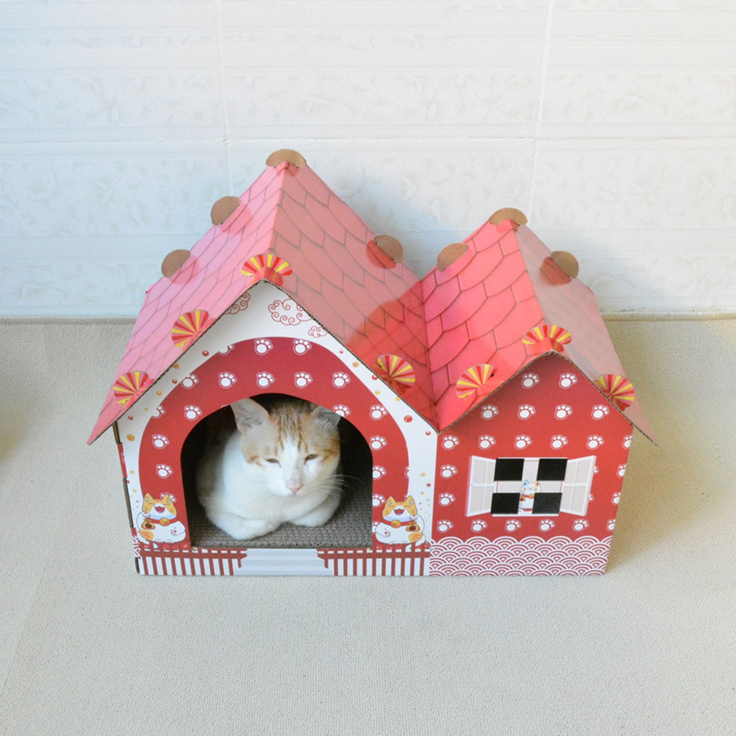 Casa para gatos Navidad casa carton corrugado