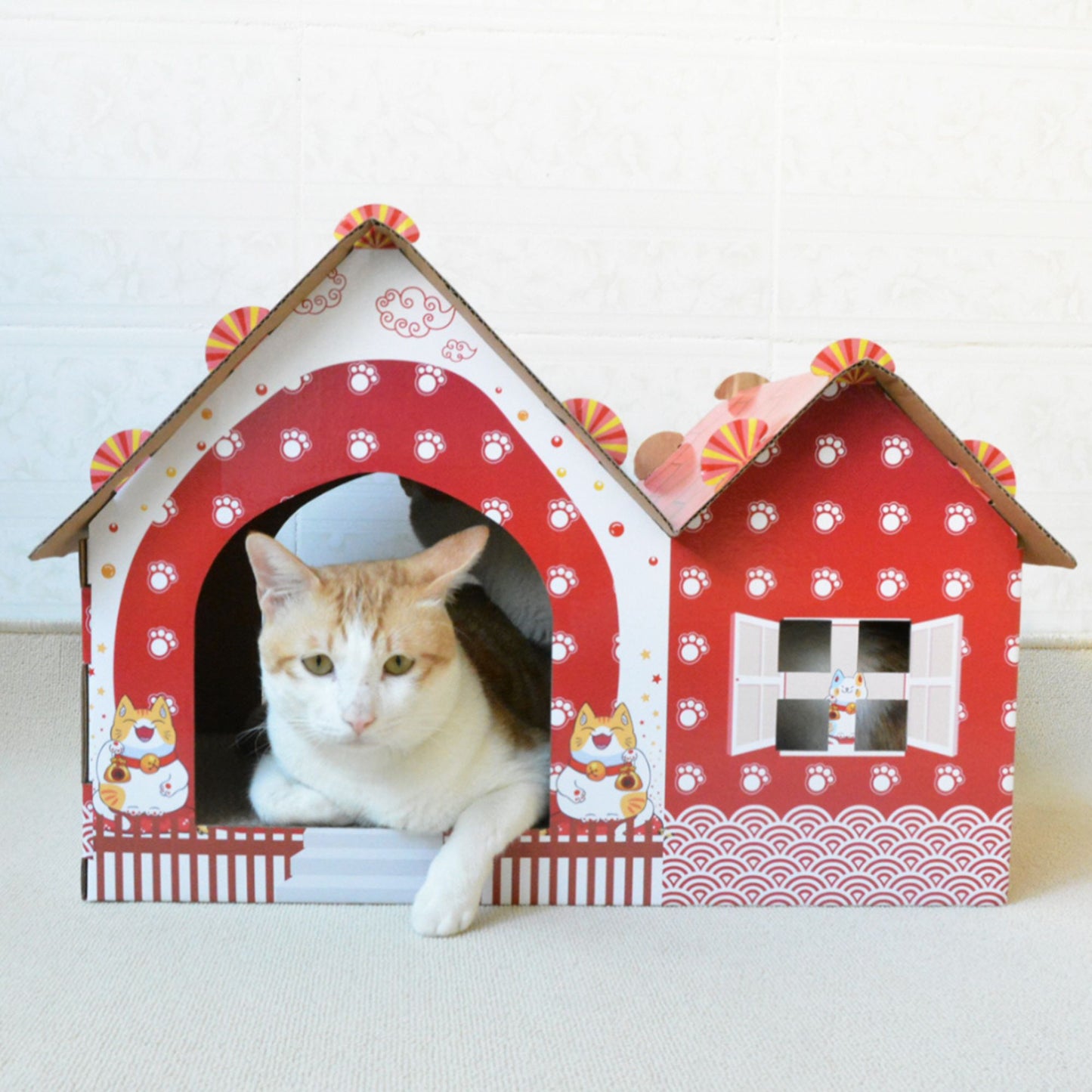 Casa para gatos Navidad casa carton corrugado