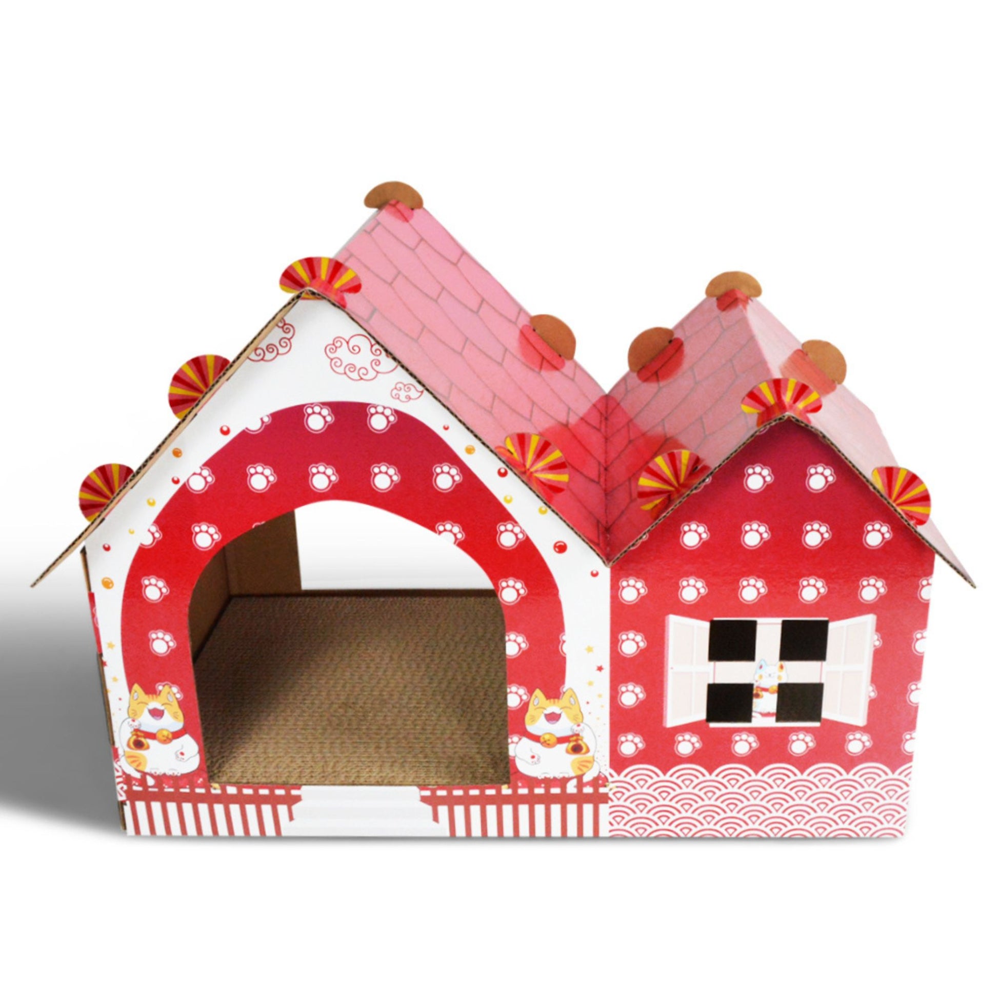 Casa Gatos Navidad | Casa Carton Corrugado | Waneka